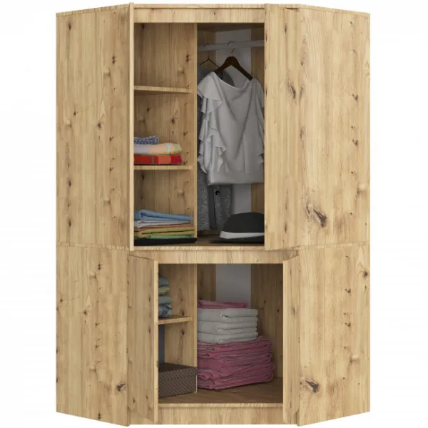 Ak furniture Rohová šatní skříň CLP 100 cm 4D dub artisan