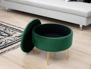 Ak furniture Taburet ROCA samet zelený