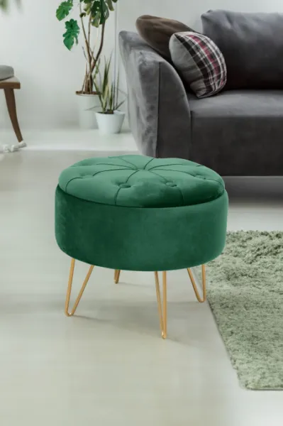 Ak furniture Taburet ROCA samet zelený