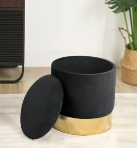 Ak furniture Taburet TANYA samet černý