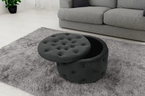 Ak furniture Taburet ILIA samet černý