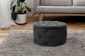 Ak furniture Taburet ILIA samet černý