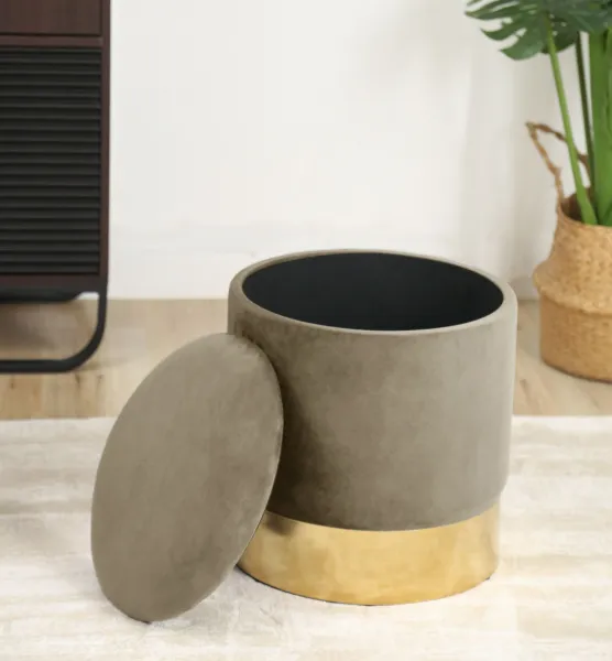 Ak furniture Taburet TANYA samet béžový