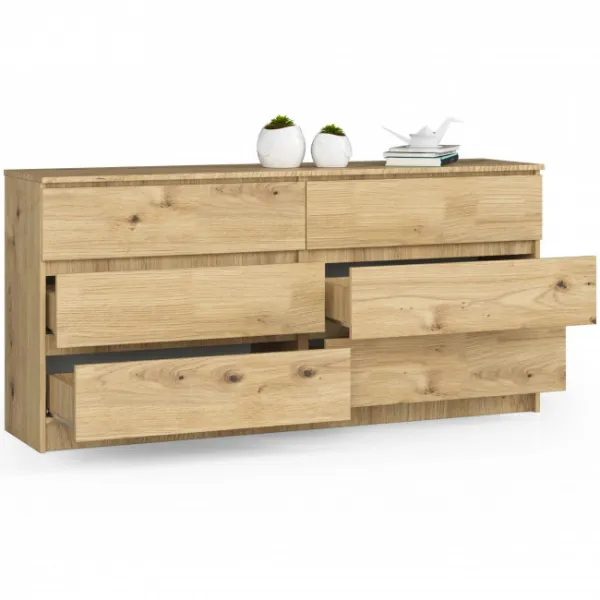 Ak furniture Komoda Kuba 160 cm 6 zásuviek dub artisan