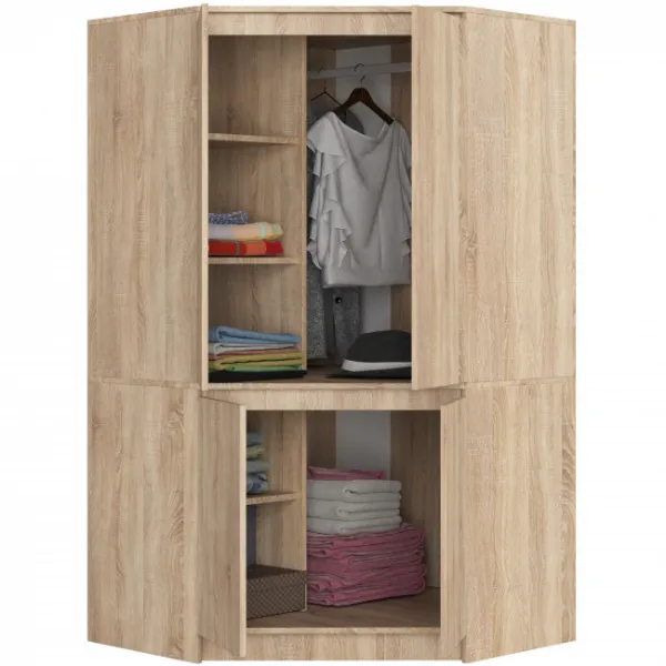 Ak furniture Rohová šatní skříň CLP 100 cm 4D dub sonoma