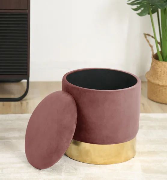 Ak furniture Taburet TANYA samet růžový