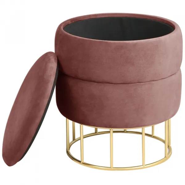 Ak furniture Taburet ELZA samet růžový