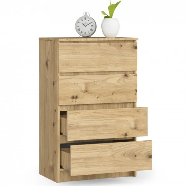 Ak furniture Komoda Kuba 60 cm - 4 zásuvky dub artisan