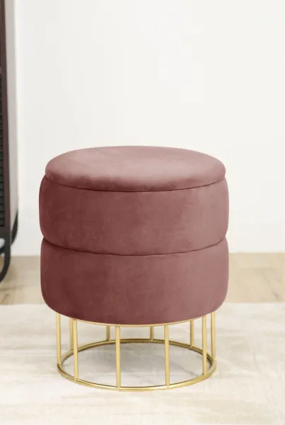 Ak furniture Taburet ELZA samet růžový
