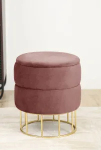 Ak furniture Taburet ELZA samet růžový