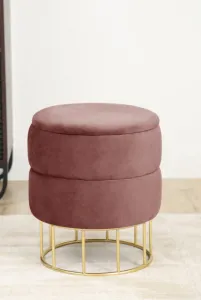Ak furniture Taburet ELZA samet růžový