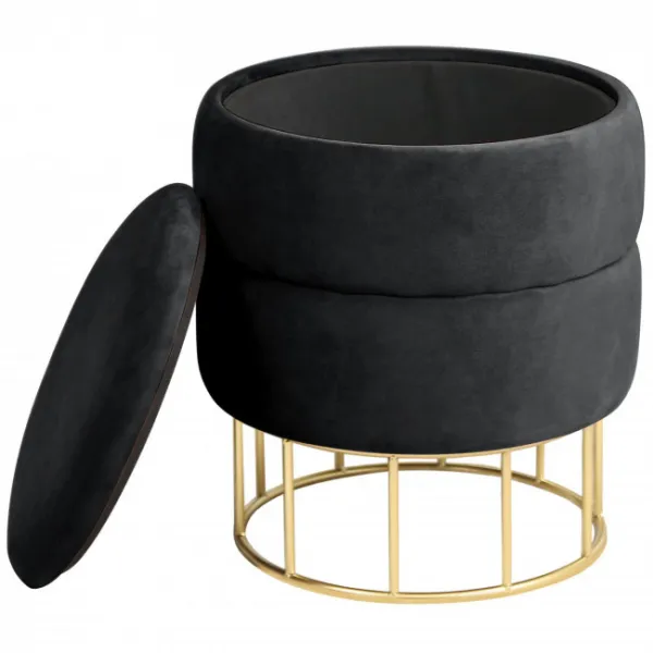 Ak furniture Taburet ELZA samet černý