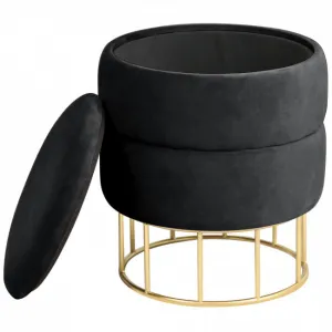 Ak furniture Taburet ELZA samet černý