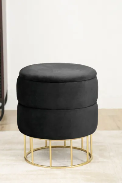 Ak furniture Taburet ELZA samet černý