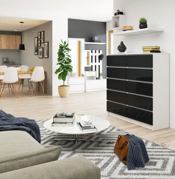 Ak furniture Komoda Kuba 120 cm biela/grafitová
