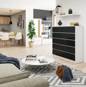 Ak furniture Komoda Kuba 120 cm biela/grafitová