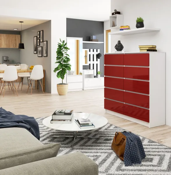 Ak furniture Komoda Kuba 120 cm biela/červená