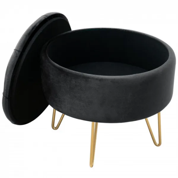 Ak furniture Taburet ROCA samet černý