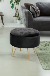 Ak furniture Taburet ROCA samet černý