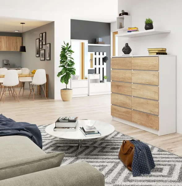 Ak furniture Komoda Kuba 120 cm biela/dub sonoma