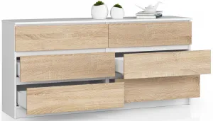 Ak furniture Komoda Rollo V 160,4 cm biela/dub sonoma