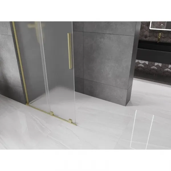 MEXEN/S - Velar L Sprchová zástena posuvná Walk-in 90 x 200, dekor 8 mm, zlato kefovaná 871-090-003-33-55