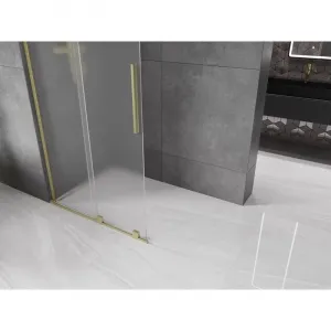 MEXEN/S - Velar L Sprchová zástena posuvná Walk-in 90 x 200, dekor 8 mm, zlato kefovaná 871-090-003-33-55