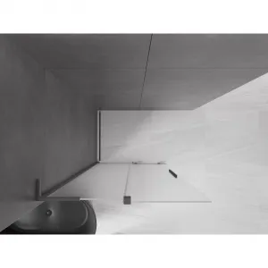 MEXEN/S - Velar L Sprchová zástena posuvná Walk-in 100 x 200, dekor 8 mm, grafit kartáčovaná 871-100-003-33-66