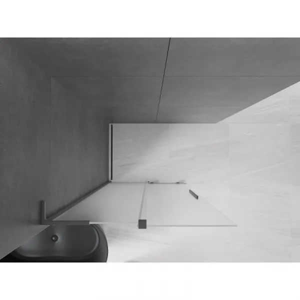MEXEN/S - Velar L Sprchová zástena posuvná Walk-in 90 x 200, dekor 8 mm, grafit metal 871-090-003-33-95