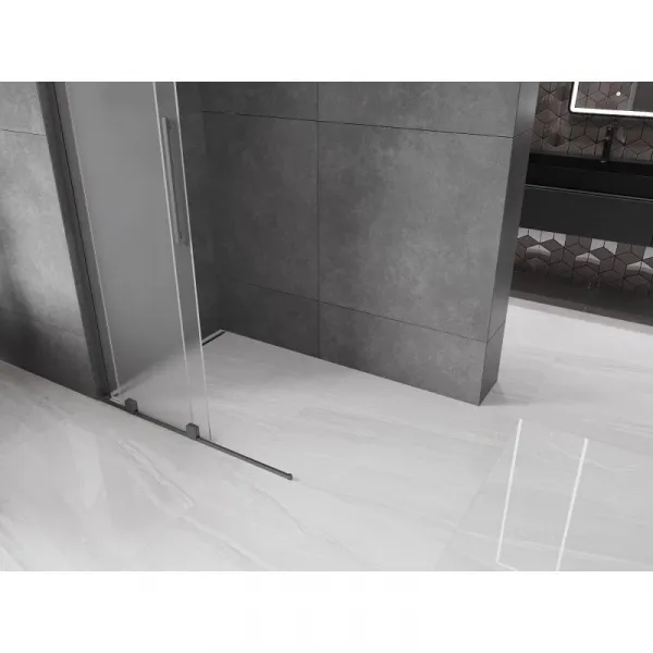 MEXEN/S - Velar L Sprchová zástena posuvná Walk-in 90 x 200, dekor 8 mm, grafit metal 871-090-003-33-95