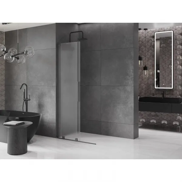 MEXEN/S - Velar L Sprchová zástena posuvná Walk-in 120 x 200, dekor 8 mm, grafit metal 871-120-003-33-95