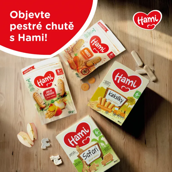 HAMI Sušienky detské jablko a broskyňa 150g, od uk. 8. mesiaca