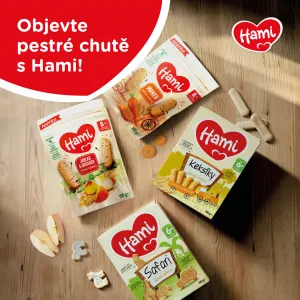 HAMI Sušienky detské jablko a broskyňa 150g, od uk. 8. mesiaca