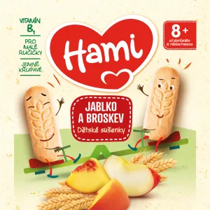 HAMI Sušienky detské jablko a broskyňa 150g, od uk. 8. mesiaca