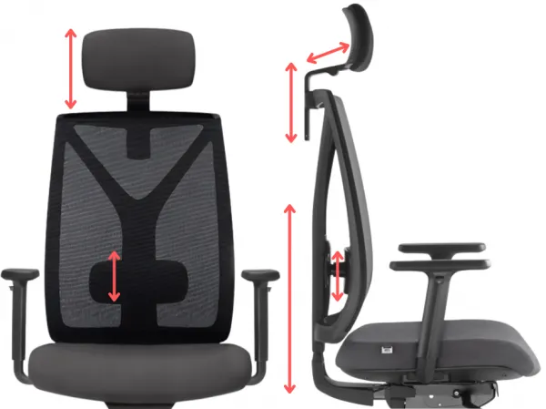 LD SEATING Kancelárska stolička LEAF 503-SY čiernosivá s opierkou hlavy, skladová