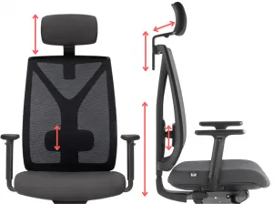 LD SEATING Kancelárska stolička LEAF 503-SY čiernosivá s opierkou hlavy, skladová
