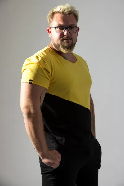 GoldBee Anastasiia Pánske Tričko Yellow and Black Barva: Yellow And Black, Velikost: M