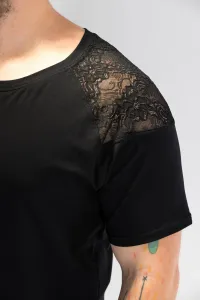GoldBee Pánske Tričko s Čipkou Black Barva: Black, Velikost: M