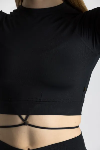 GoldBee Crop Top Fifty Shades Of Black Barva: Black, Velikost: XS