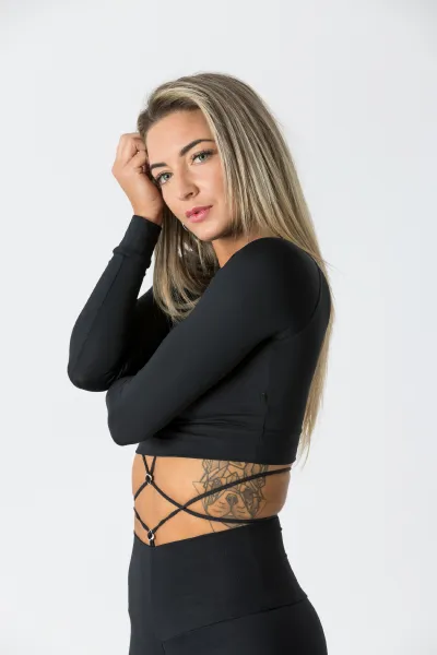 GoldBee Crop Top Fifty Shades Of Black Barva: Black, Velikost: XS