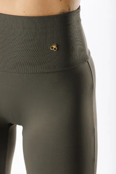 GoldBee Zvonové Legíny Sťahujúce Pas Lycra Army Barva: Army, Velikost: S