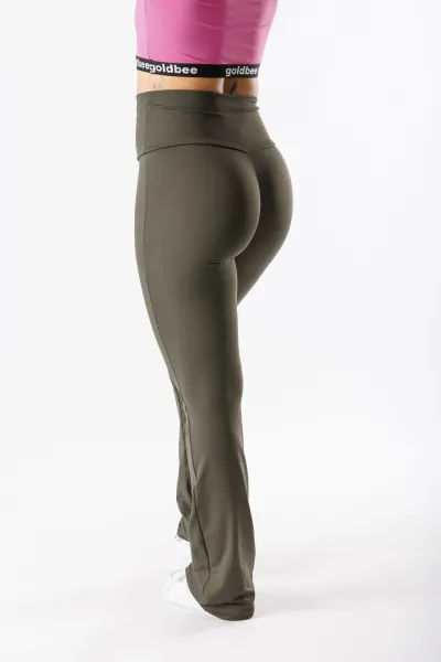 GoldBee Zvonové Legíny Sťahujúce Pas Lycra Army Barva: Army, Velikost: S