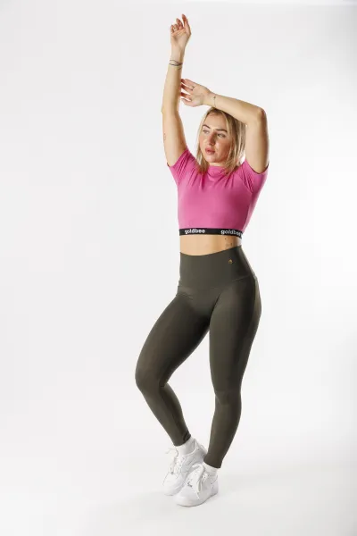 GoldBee Crop-Top S Krátkym Rukávom BeOne Old Pink Barva: Old Pink, Velikost: S