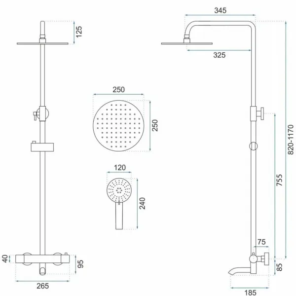 REA REA - Sprchový set s batériou 150mm Lungo čierny metalický REA-P8763