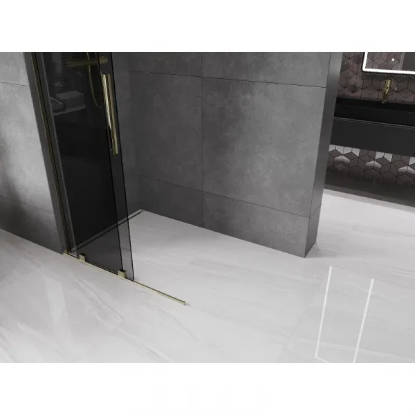 MEXEN/S - Velar L Sprchová zástena posuvná Walk-in 90 x 200, grafit 8 mm, zlato 871-090-003-43-50
