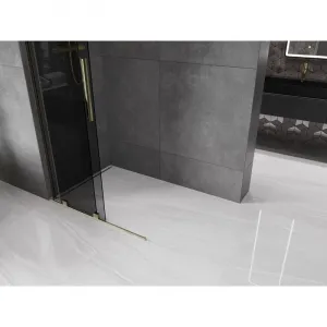 MEXEN/S - Velar L Sprchová zástena posuvná Walk-in 90 x 200, grafit 8 mm, zlato 871-090-003-43-50