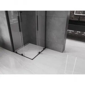 MEXEN/S - Velar L Duo sprchovací kút, posuvné dvere 80 x 80, transparent, čierna 871-080-080-02-03-70