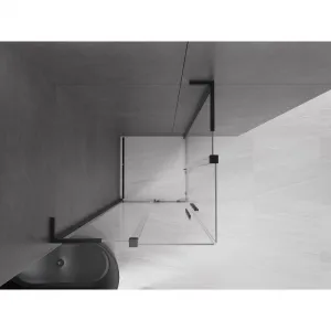 MEXEN/S - Velar L Duo sprchovací kút, posuvné dvere 80 x 80, transparent, čierna 871-080-080-02-03-70