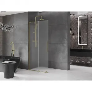 MEXEN/S - Velar L Sprchová zástena posuvná Walk-in 90 x 200, dekor 8 mm, zlato 871-090-003-33-50