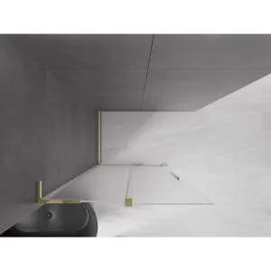 MEXEN/S - Velar L Sprchová zástena posuvná Walk-in 90 x 200, dekor 8 mm, zlato 871-090-003-33-50